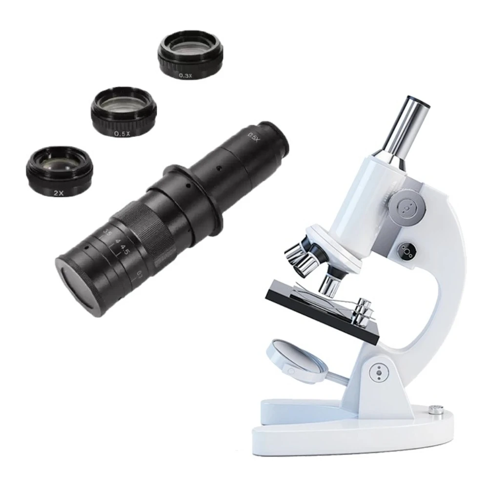 Microscope avec lentille 0.6X-4.5X et objectifs 0.3X, 0.5X, 2X – Loupe grossissante