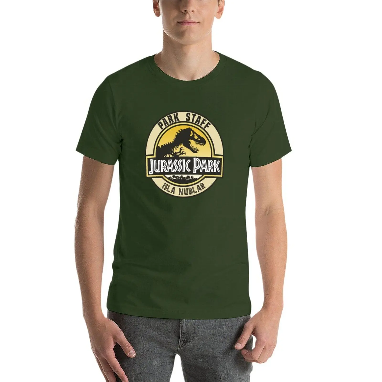 New Jurassic Park Isla Nublar Retro Park Staff Dino Badge T-Shirt summer clothes hippie clothes workout shirts for men