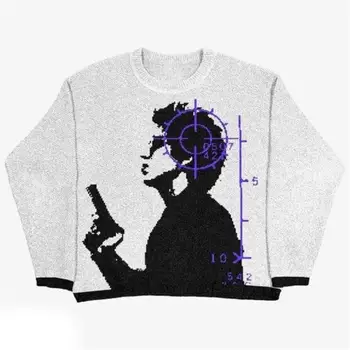 Abstraktes Muster Strickpullover männlich 2024 neue Winterwolle Pullover Harajuku Herren Pullover Damen Y2k Vintage Strickpullover