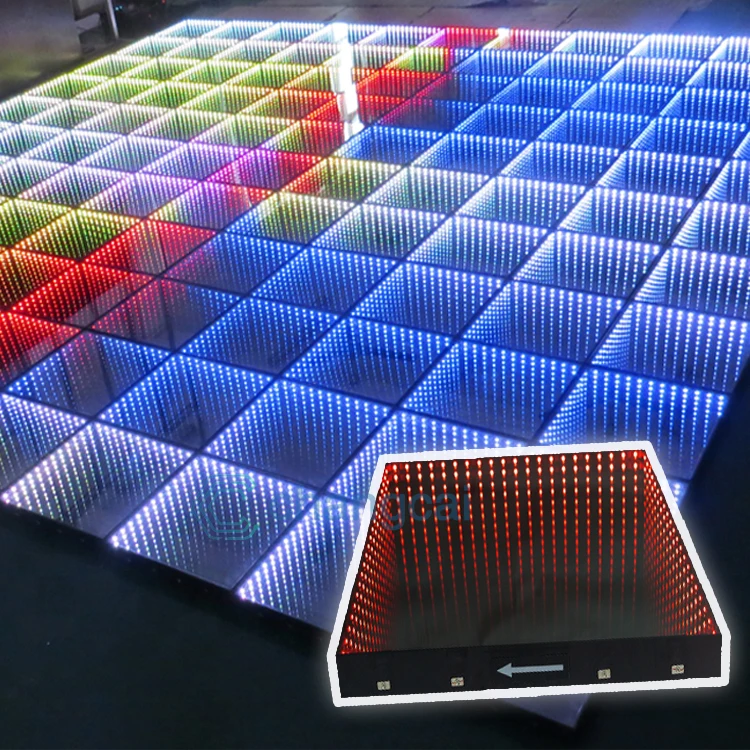 LED 3D Mirror Effect Dance Floor Flight Case Stage Lights DMX512 Control 40000 Hours Lifespan for Theme Park RGB IP54