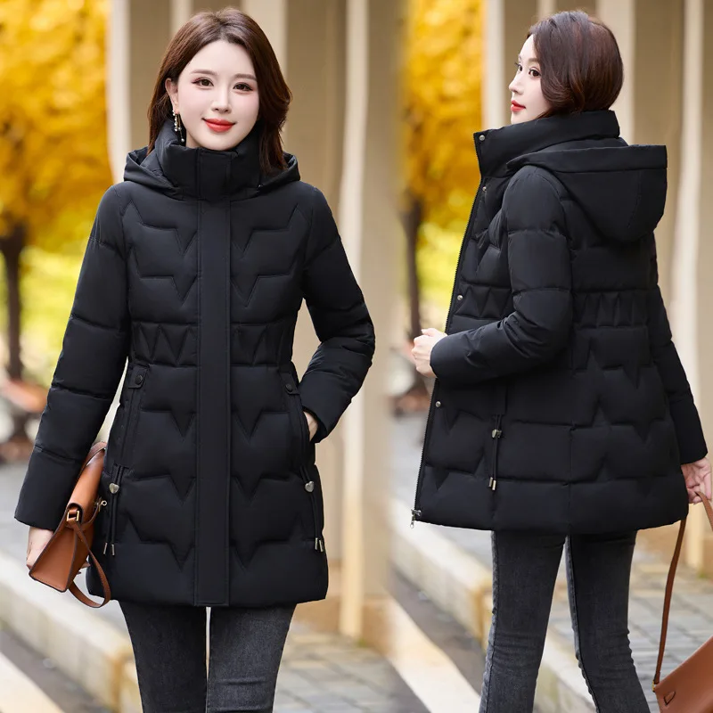 Hooded Parkas Women Slim Fit Thick Coats Cardigan Solid Pockets Jackets Zipper Warm Casual Jacket Outwear Autumn Winter 2025
