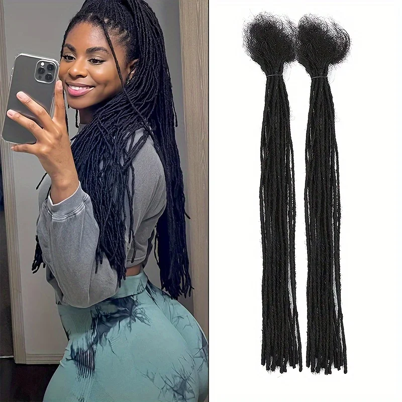 Microlocs de 0,2 cm, extensiones de rastas de cabello humano 100% para hombres/mujeres, extensiones Loc reales hechas a mano, 10-100 hebras