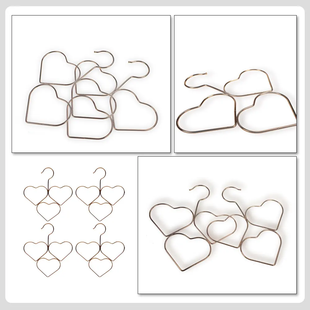 

4 Pcs Heart Belt Hanger For Closet Shape Hangers Metal Scarf Tie Shawl Belt Holder Rose Storage Solution