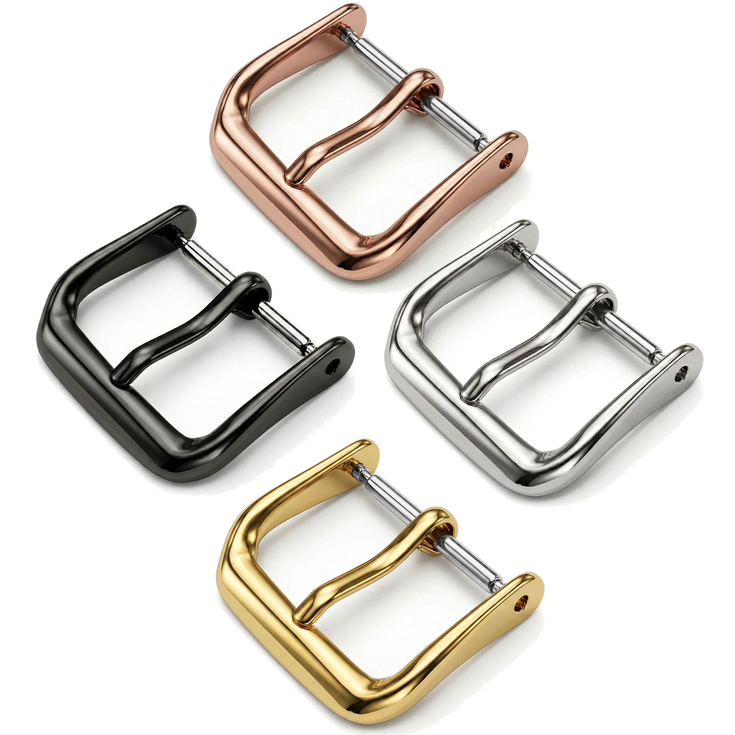 Polished Solid Stainless Steel Watch Buckle 16mm 18mm 20mm 22mm Silver Gold Black Rose Gold Pin Clasp Replacement Accessories