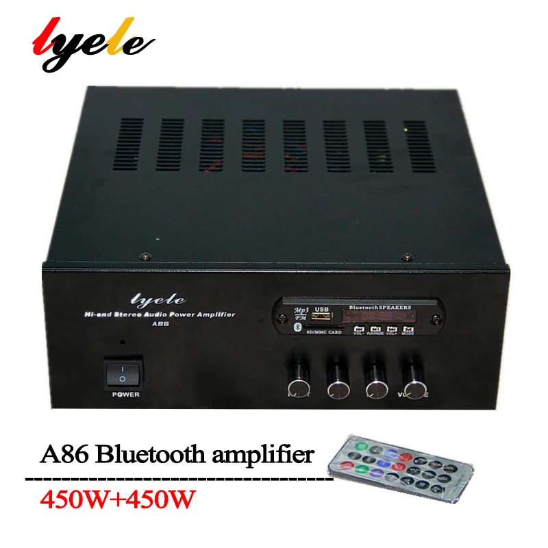 LYELE A86 Audio Amplifier High Power Bluetooth Amplifier 2SC5200 2SA1943 Power Tube SD U Disk FM 2.0 Channel 450W Amplifier