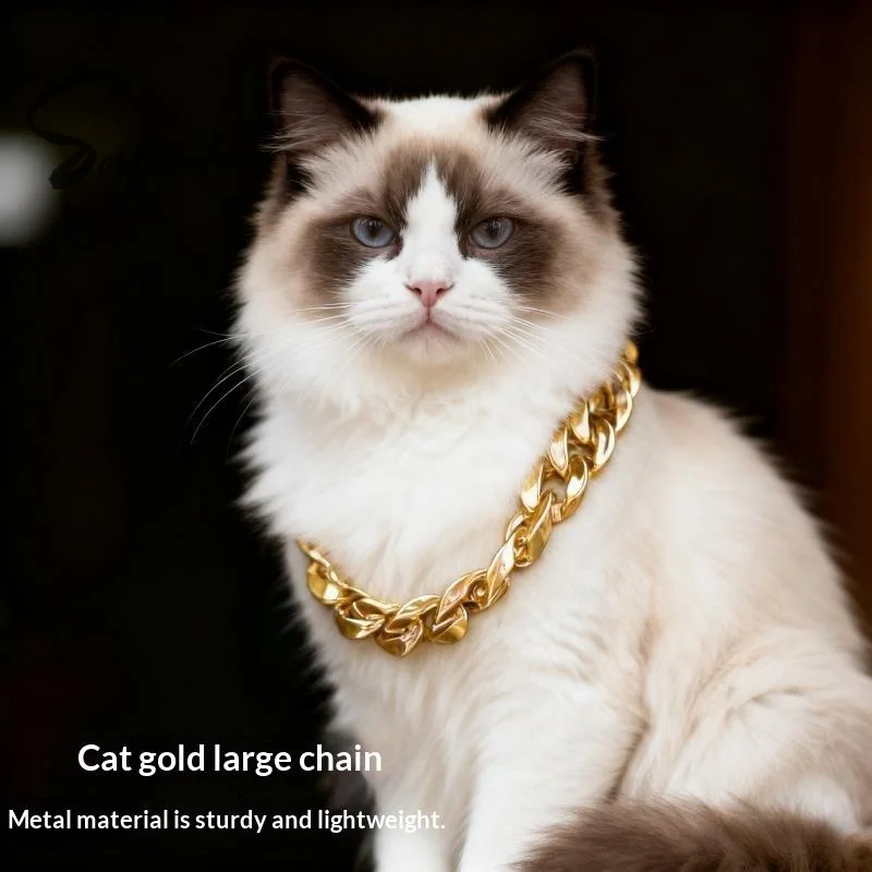 Dog Chain Diamond Cuban Collar Walking Metal Chain Collar With Design Secure Buckle Pet Cat Cuban Collar Jewelry Accessories