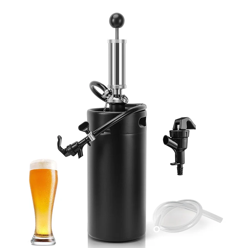 

3.6L Mini Keg with Beer Party Pump Kit, Home Brewery Growler Craft Beer Barrel Portable Picnic Carbonated Pump & Keg Dispenser