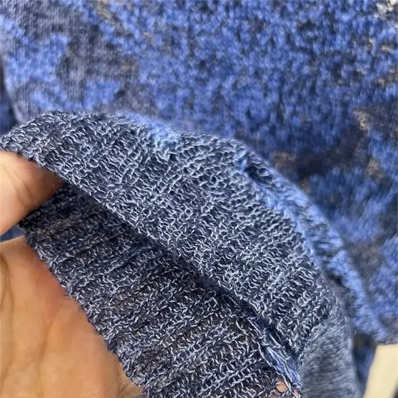 High Quality Hollow Out Flowers Jacquard Knitted Pullover Spring Summer Women Thin Sweater Luxury Long Sleeve Jumpers Tops K048