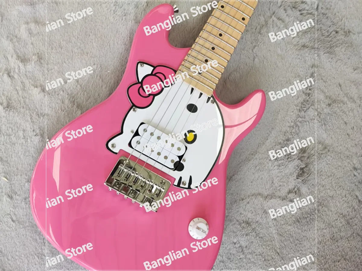 Mini Pink Electric Guitar Redwood Body Maple Fingerboard S278 Scale Length 520mm, Total Length 80cm