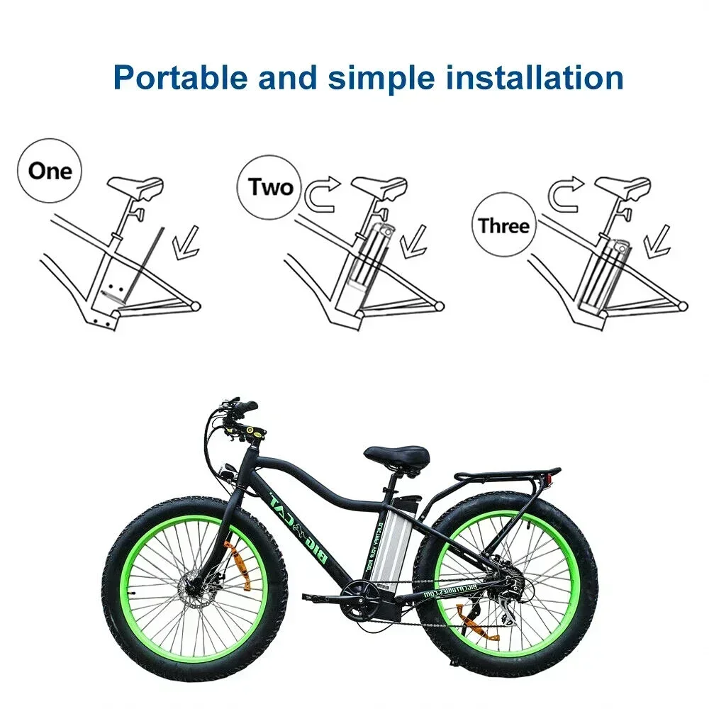 シルバーフィッシュリチウム電動自転車バッテリーパックと充電器、48v、20ah、15ah、800w、500w、24v、36v、18650