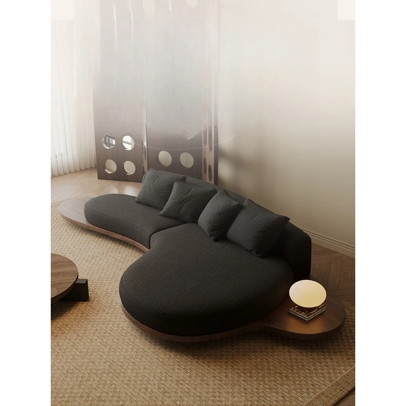 Medieval wabi-sabi Japanese-style solid wood floor sofa special-shaped business small apartment
