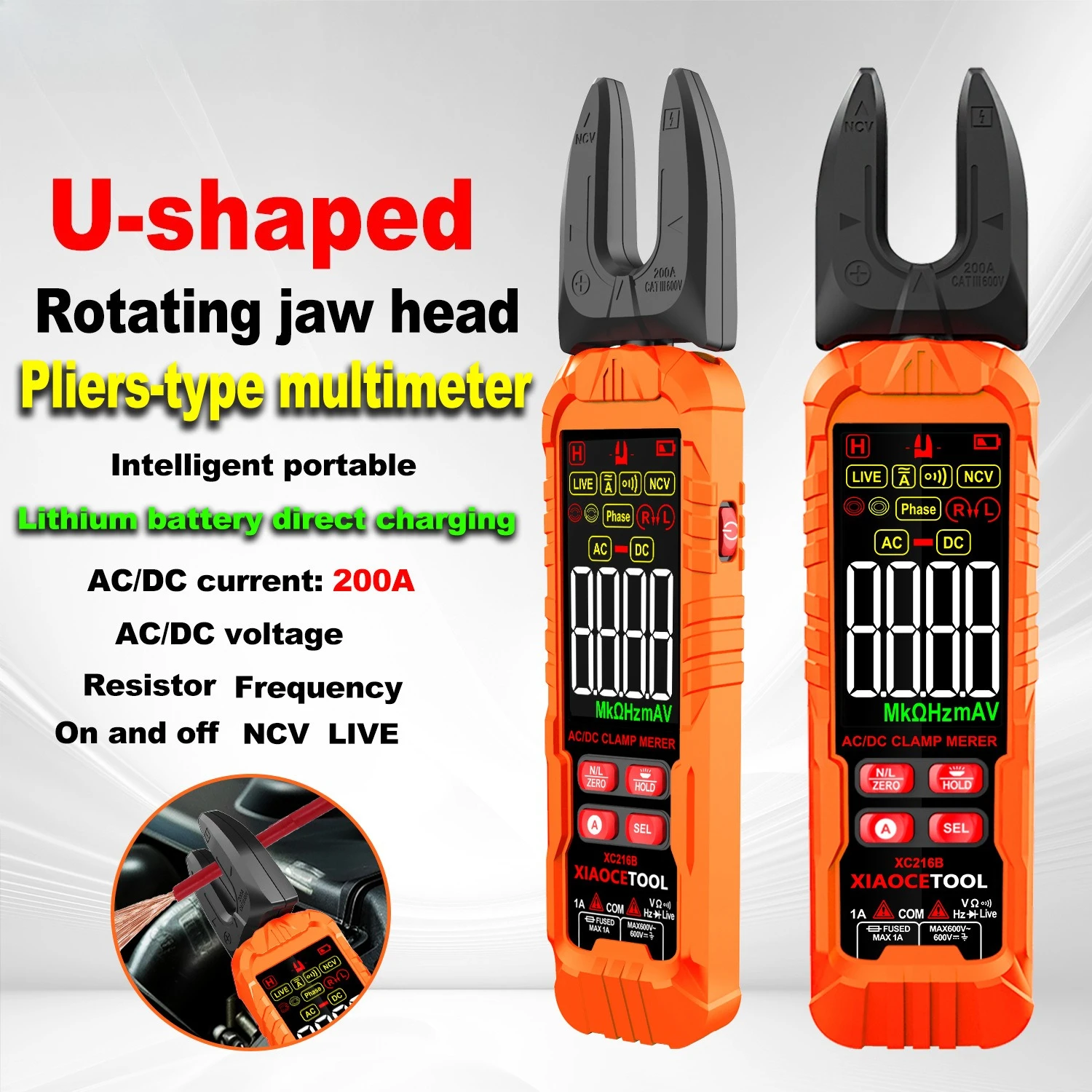 

XC216 Digital Clamp Meter Multimeter High Precision Handheld U-Clamp Meter Multimeter