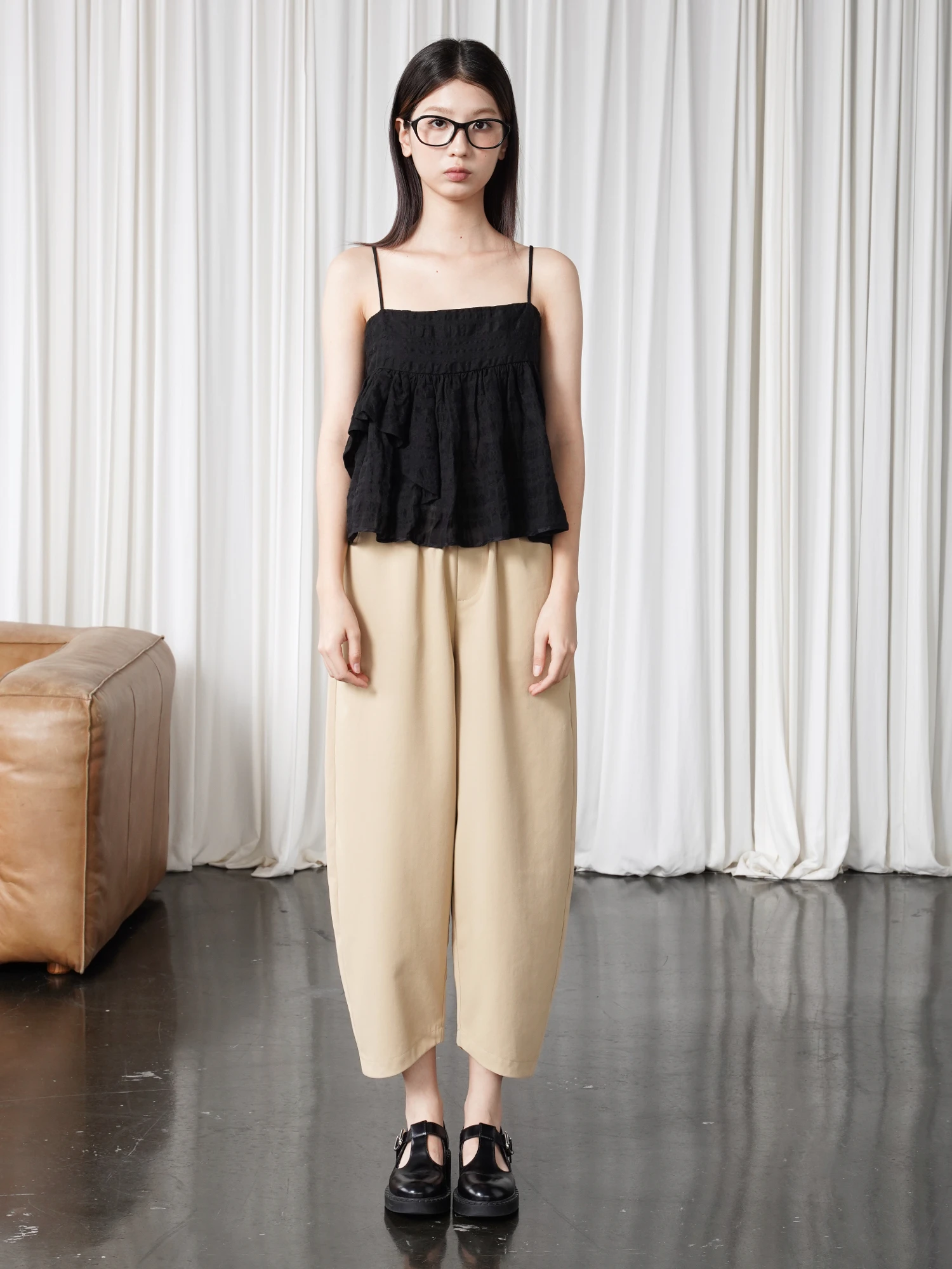 

Женские брюки EyesMag с эластичной талией и широкими штанинами, утягивающие, скрывающие недостатки фигуры, цвета хаки, черные, белые, повседневные брюки-кюлоты