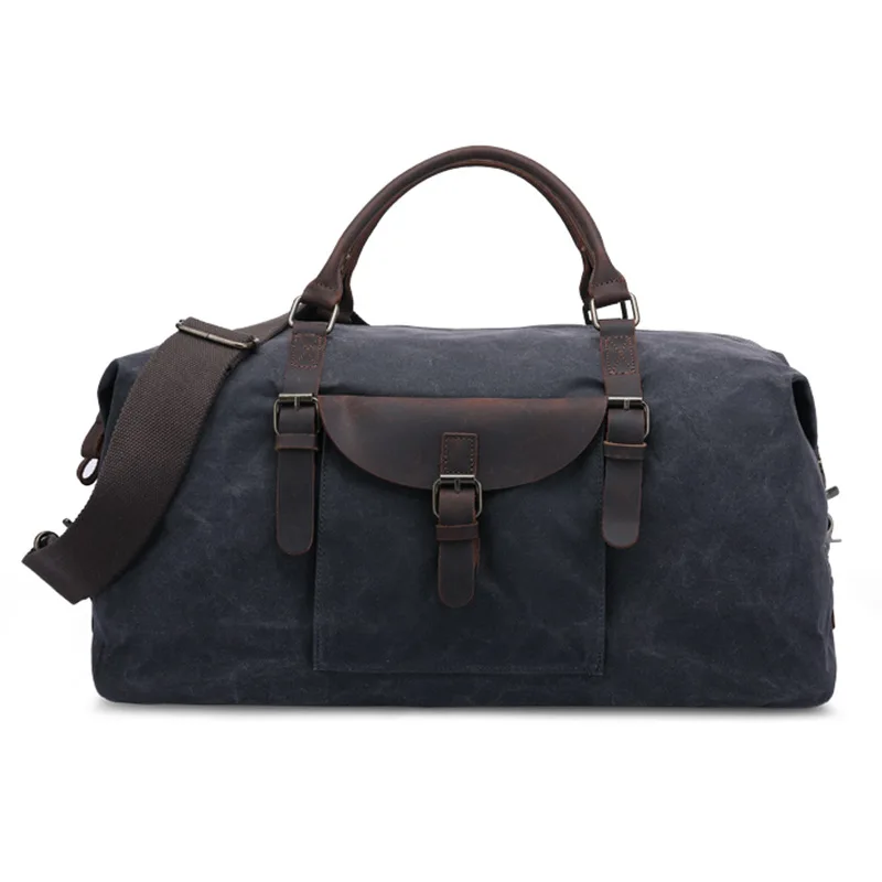 الرجعية في الهواء الطلق يده مقاوم للماء مقاومة للاهتراء سعة كبيرة الجلود النفط الشمع قماش السفر الأمتعة حقيبة واق من المطر وظيفية