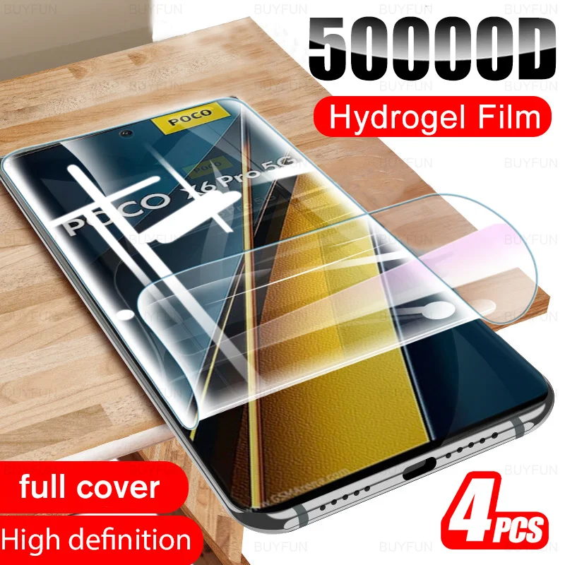 4Pcs For Poco X6 Pro Hydrogel Film For Xiaomi F6 Pro Screen Protector PocoF6 PocoF6Pro PocoX6 PocoF6Pro F6Pro X6Pro 5G Not Glass