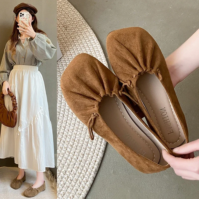 New Women Shallow Mouth Boat Shoe Slip-on Round Toe Soft All-Match Casual Female Sneakers Flats Slip on Spring Dress Moccasin Sl