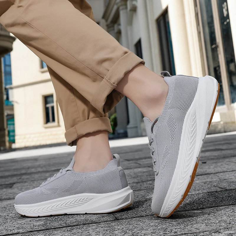Herren-Laufschuhe, breite Zehenbox, durchgehende Popcorn-Dämpfung, leichte Outdoor-Sneaker_voghion.com