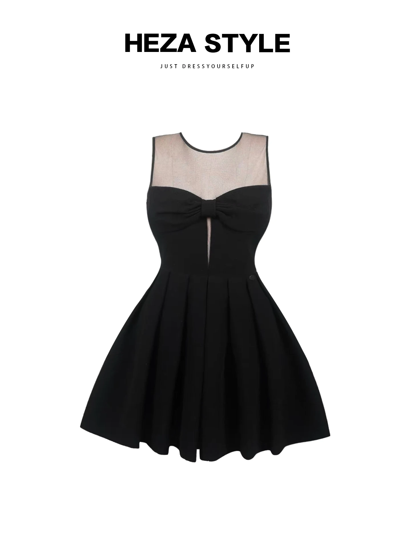 

HEZA большие размеры Knot Me Splice Dr Женское летнее платье с высокой талией Юбка трапециевидной формы с французским вырезом и круглым вырезом Ne...