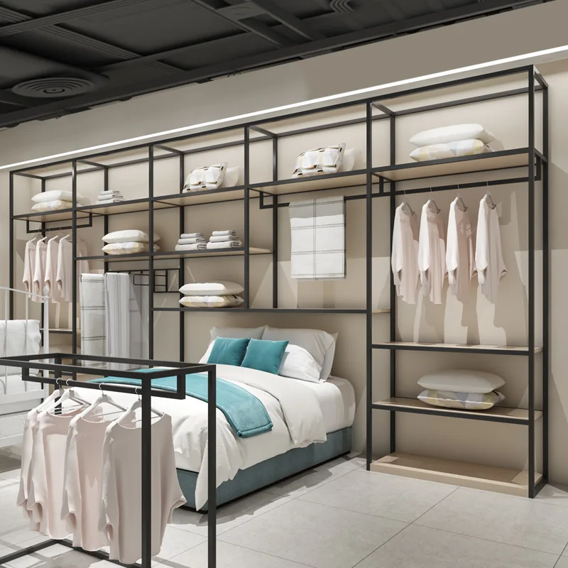 

Upper Wall Iron Shelf Multi-layer Shelf Light Luxury Display Shelf Exhibition Hall Product Fabric Sample Home Textile Store