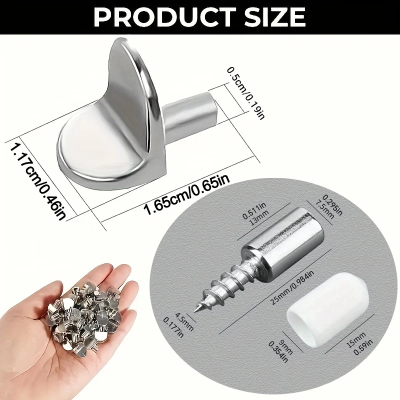 Metal Shelf Support Pegs, 2 Styles T-Type Shelf Pins & Self-Tapping Screw Shelf Supports, Cabinet Laminate Bracket Hardware
