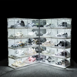 Sound Control LED Light Shoe Box, Sneakers Storage Box, Anti-Oxidation Organizer, Wall Acrylic Shoes Collection, Display Rack