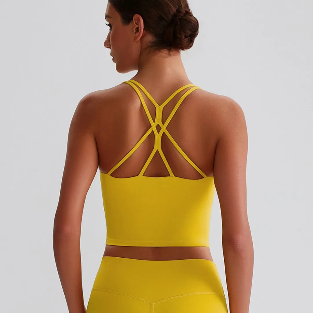 Sexy Tight Sport Butter Top Women Fitness Bra Cross Back Gym Shoulder Strap Underwear Yoga Vest High impact shockproof Chest Pad