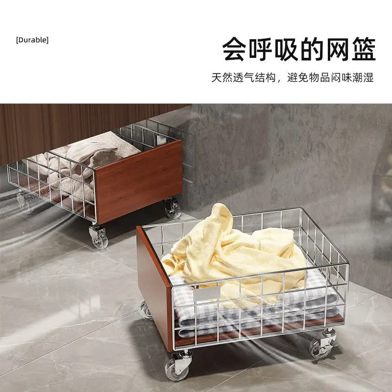 Retro Laundry Cart - Mobile Hamper with Storage for Bathroom & Closet
