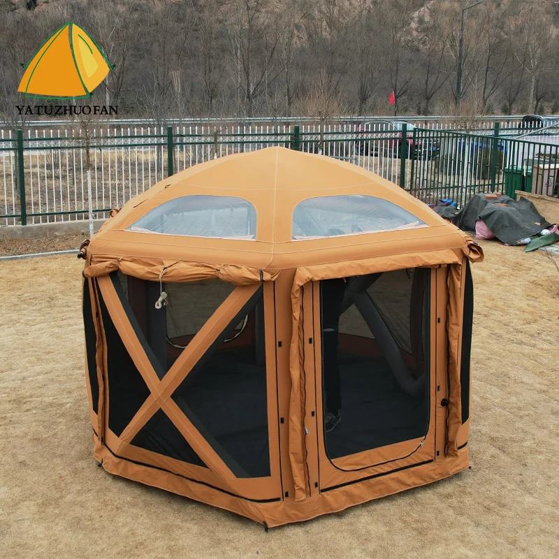 Dome Tent With Easy Setup Hexagonal Windproof Backpacking Camping Tent Suitable for 3-5 Persons