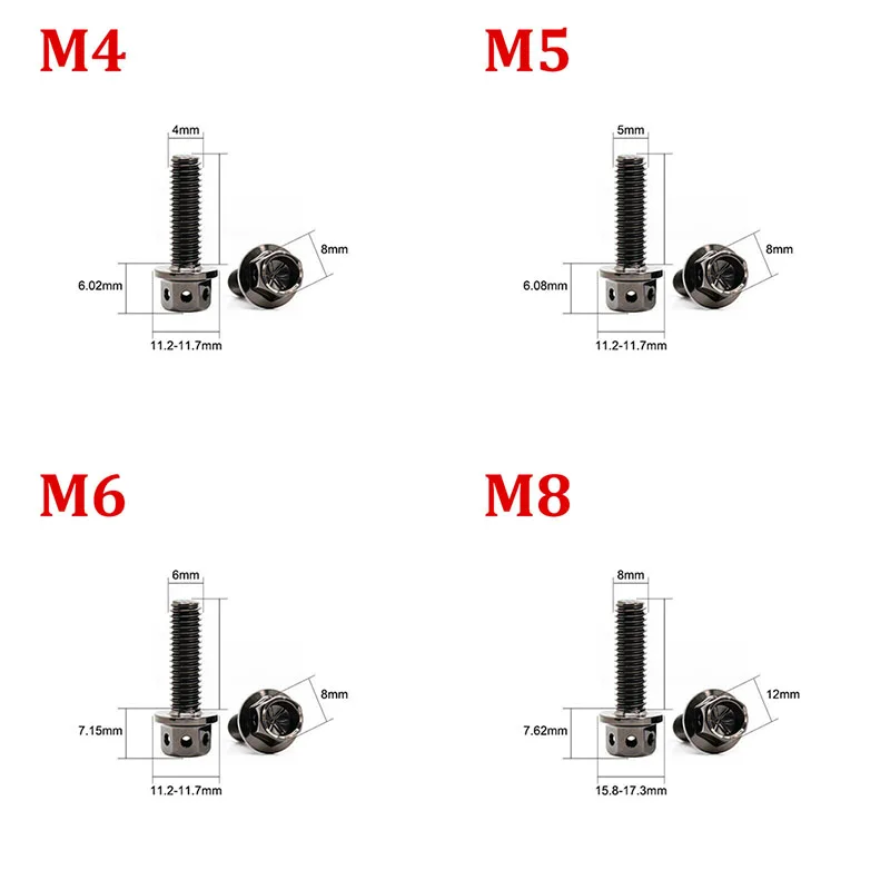 1pc Titanium Alloy Outer Hexagonal Flanged Screw M4 M5 M6 M8 M10 Motorcycle Modification Screw Electric Bike Decorative Screw