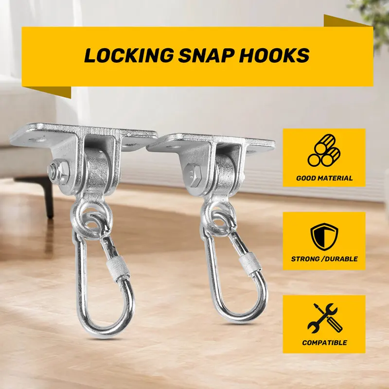 Locking Snap Hooks   Heavy Duty Swing Hook Hangers Seat Trapeze Sets   Static Tension 5000 Lb Capacity