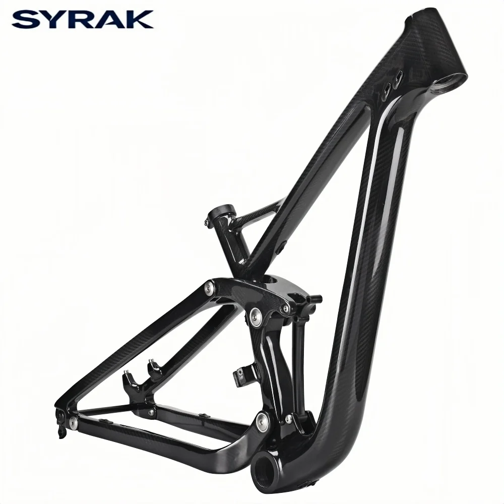 AliExpress SYRAK T1000 PF30 29er 3K twill carbon fiber full suspension mountain bike frame 190*50mm seatpost 31.6mm carbon mtb frame