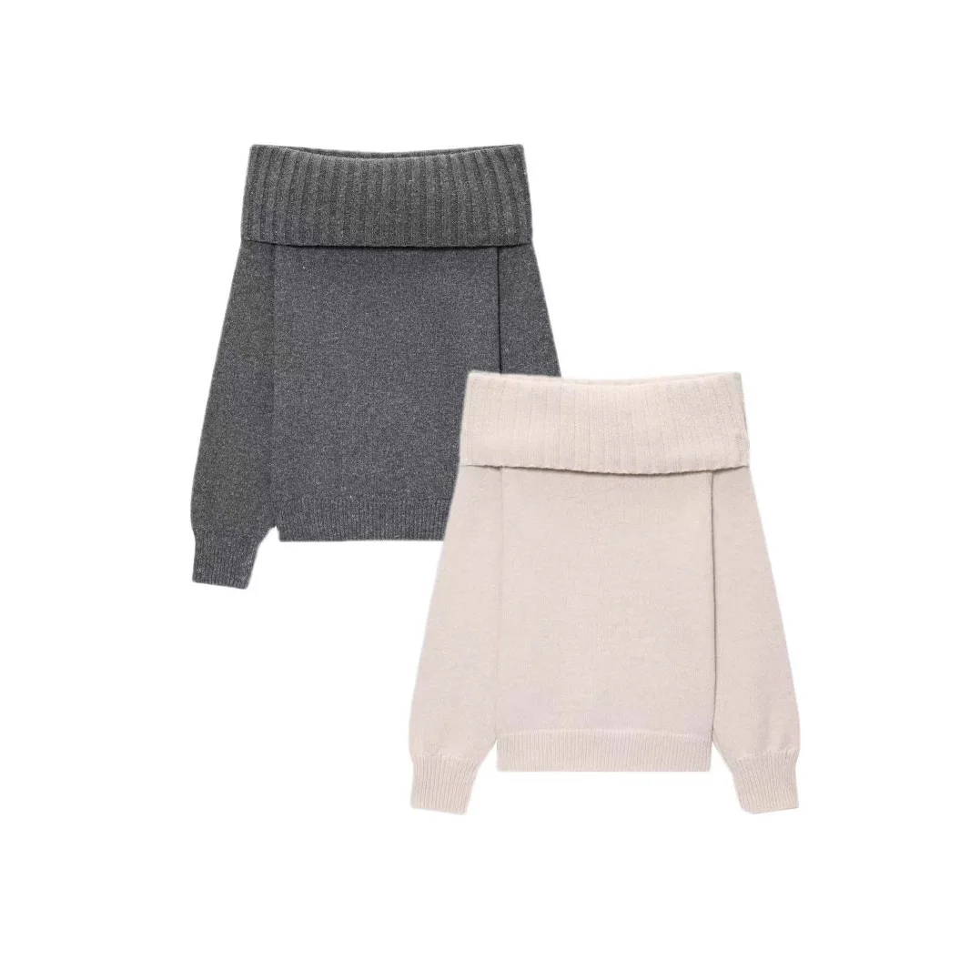 

Women's Knitted One-Shoulder Sweater Sexy Fashion Two-Color Winter New Style Clothing