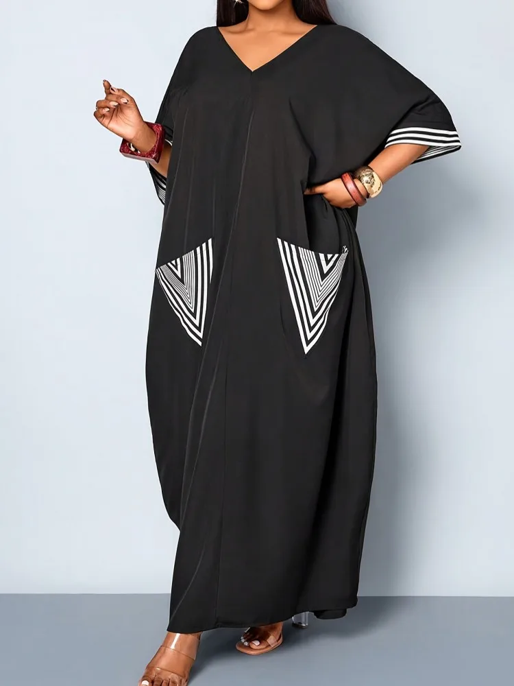 African Dresses For Women Elegant 3/4 Sleeve Dashiki Maxi A-Line Dress Ladies Traditional African Clothing Fairy Dreaes