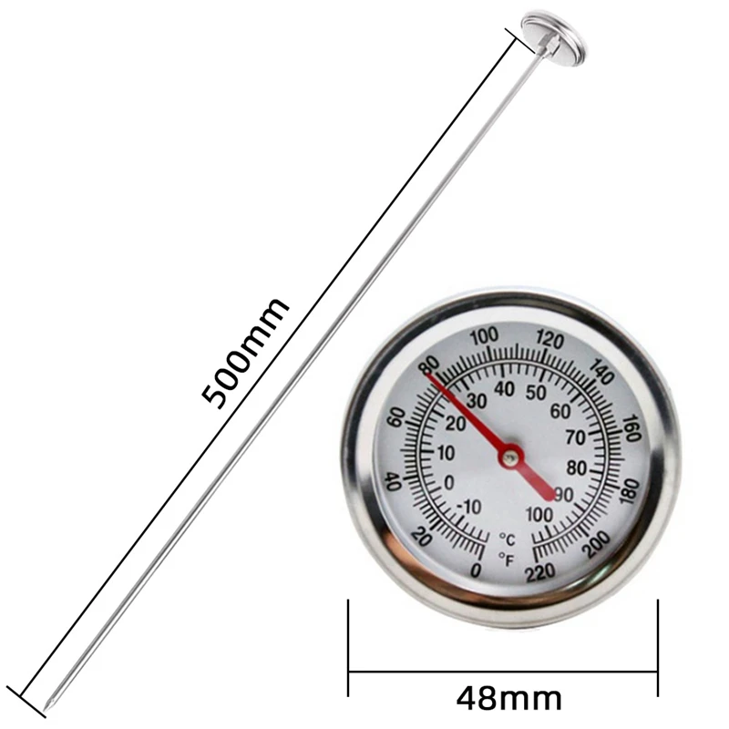 Long Stem Compost Soil Thermometer - Fast Response Stainless Steel 20 Inch - Measuring Probe - Fahrenheit And Celsius