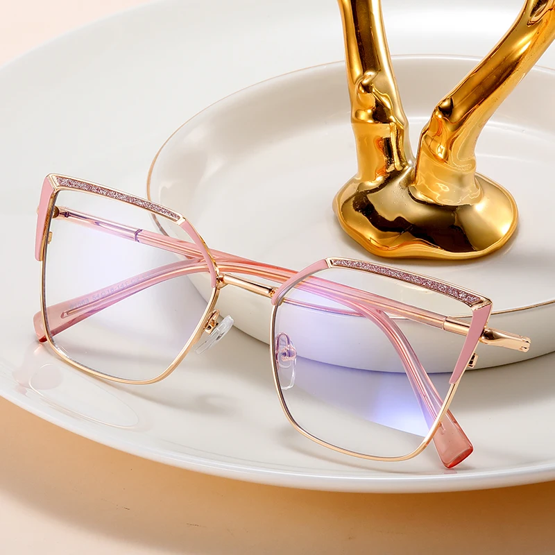 BEMORE Exquisite Prescription Glasses Woman Metal Butterfly Anti-Blue Light Photochromic Astigmatism Optical Eyeglasses