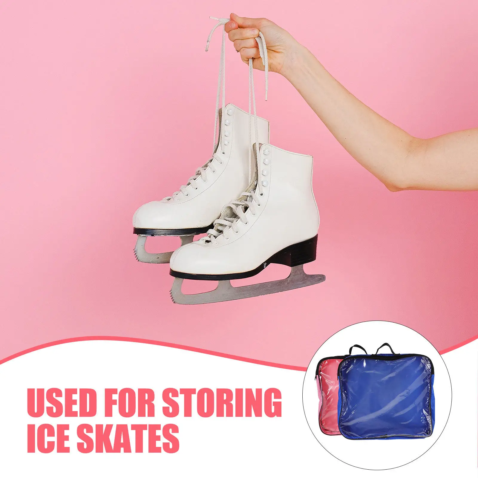 

2Pcs Skates Shoes Bag Water Resistant Oxford Cloth Roller Skates Pouch Large Capacity for Inline Ice Skating Outdoor Carry