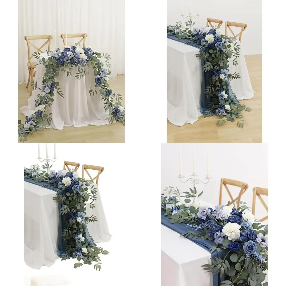 

Искусственная гирлянда из эвкалипта и ивовых листьев длиной 9 футов с пионами и розами для свадебного и праздничного декора