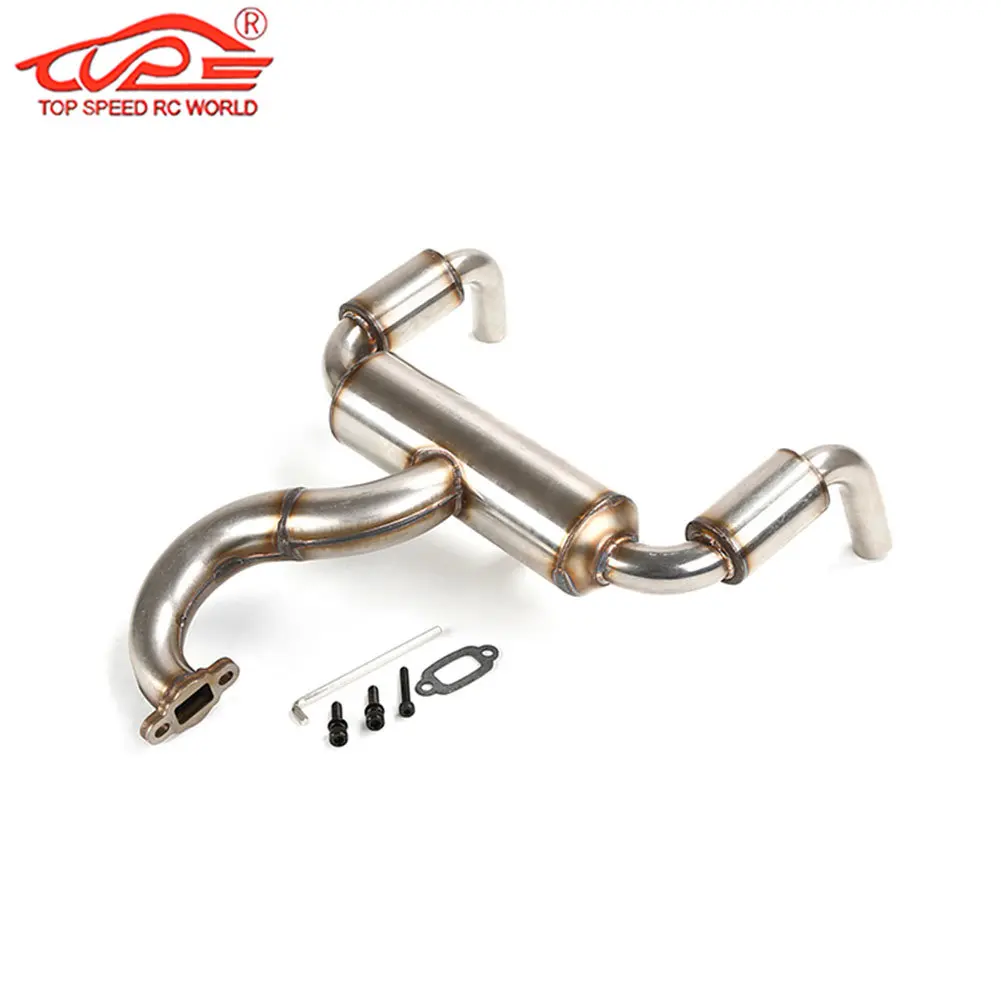 1/5 Rc Car Upgrade Stainless Steel Double Silencer Exhaust Pipe Kit for 1/5 Scale ROFUN ROVAN F5 RF5 MCD XS5 RR5 Truck Toy Parts