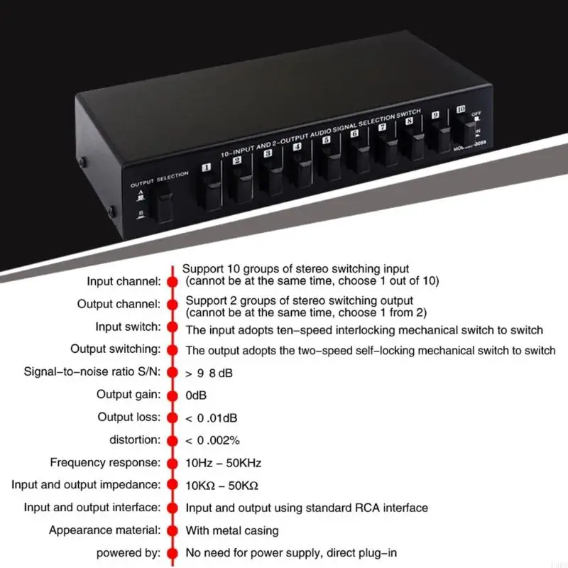 D5BB Conveniente Selección señal fuente sonido Splectaters 10 Entrada 2 SALIDA PASSIVO SEÑAL SONIDO CAJA CAJA