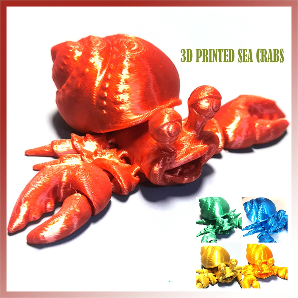 3D Printed Toys Sea Crabs Model Multi-joint Movable Animal Figures Ornament Decorative Desktop Creativity Novelty Toy Kid Gifts