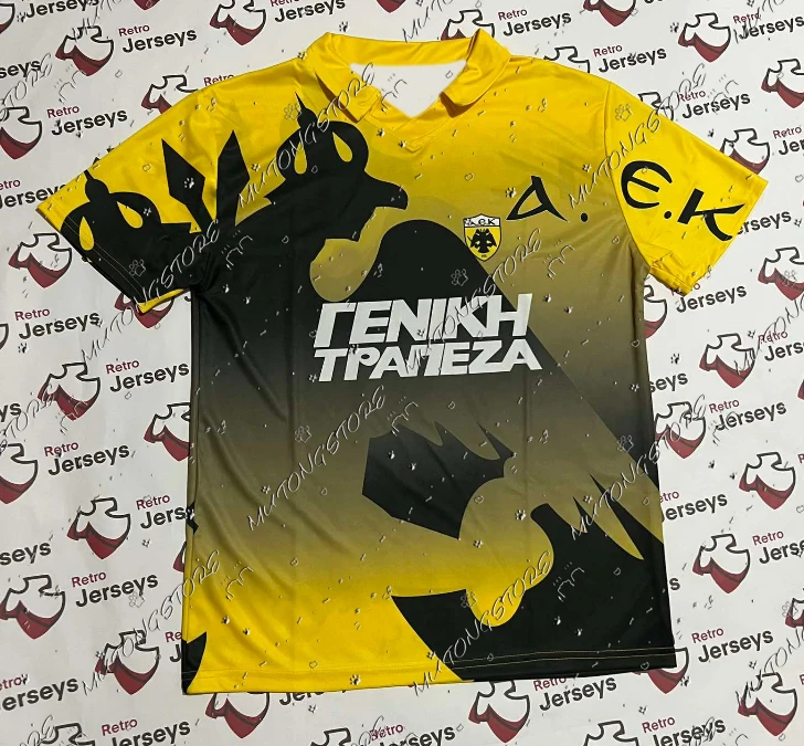 24/25 New AEK Athens Shirt Men's Short Sleeve Polo Fashion Autumn Inner Matching Color Jersey Elements 3D Print Clothing