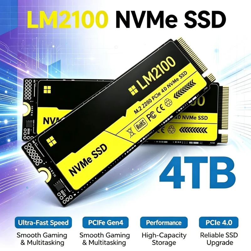 LM2100 SSD NVMe M.2 PCIe Gen4.0 X4, unidade de estado sólido TLC com velocidade de transferência elevada, capacidade de 500 GB a 4 TB, compatível com PS5, portáteis e computadores de secretária.
