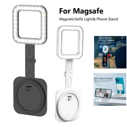 2024 Magnetic Selfie Light 2In1 Adjustable 180° Flip Phone Bracket Led Fill Light For MagSafe iPhone 15 14 13 12 Android Makeup