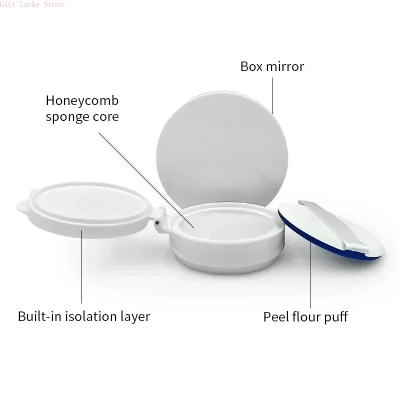 Caja de esponjas con cojín de aire vacío, estuche de maquillaje cosmético portátil, contenedor con esponja en polvo, espejo para base de crema BB, 15g/0,5 oz