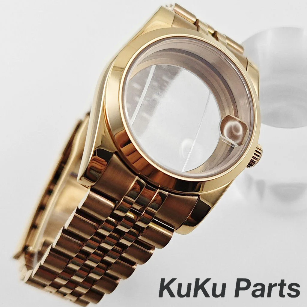 مطلي ارتفع NH35 36 مللي متر/40 مللي متر الياقوت ساعة زجاجية الحال بالنسبة NH34 NH35 NH36 NH38 ETA2824 حركة 28.5 مللي متر الطلب انزلاق قفل سوار