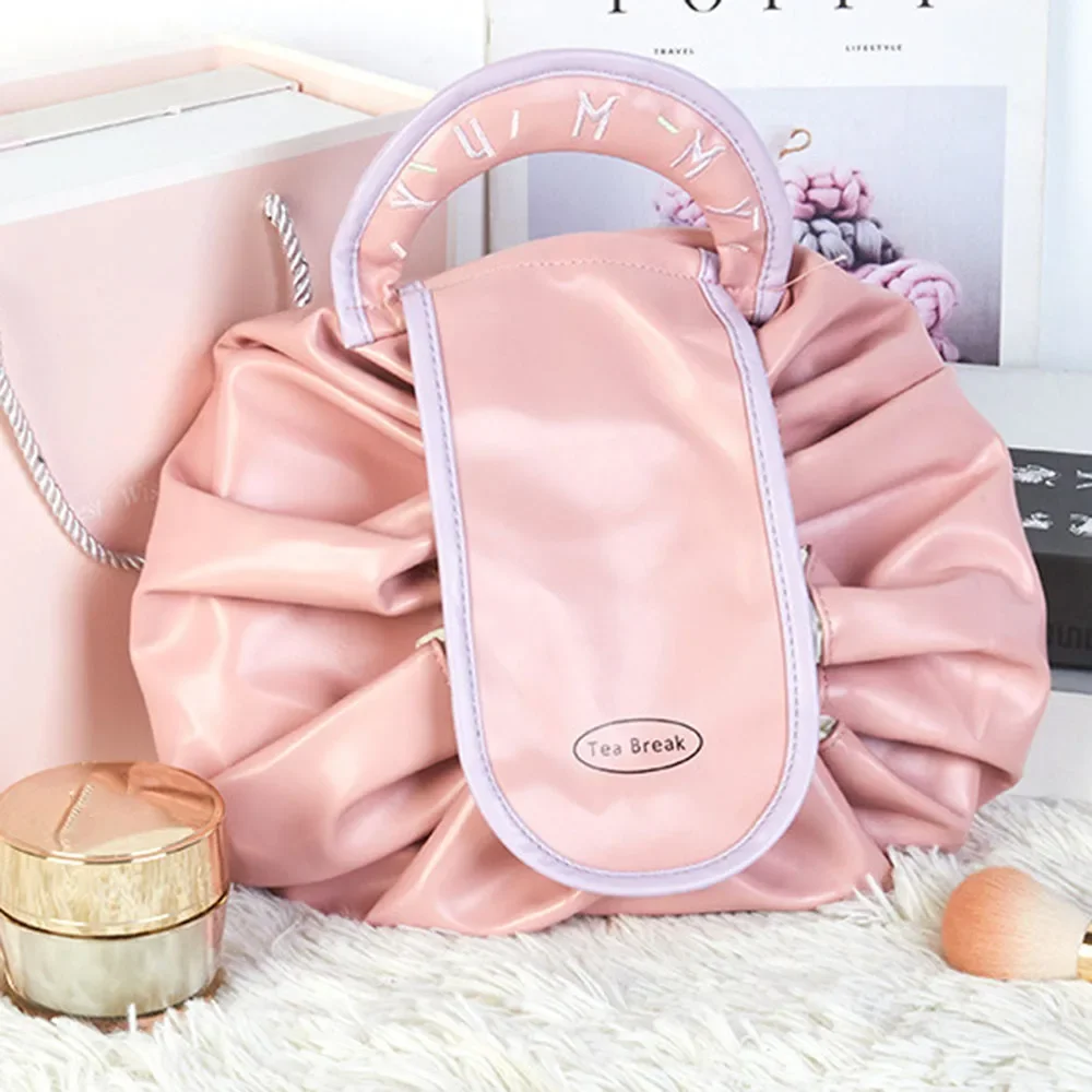 Women Drawstring Cosmetic Bag Travel Storage Makeup Bag Organizer Female Make Up Pouch Portable Waterproof Toiletry Beauty Case