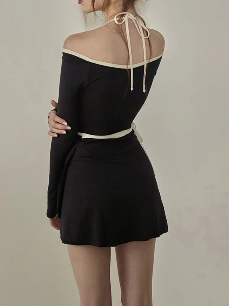 เซ็กซี่แขนยาว Slim Beach Dress ผู้หญิงสูงเอว Laced Up Beach สไตล์ 2025 ฤดูร้อนใหม่ชุดว่ายน้ํา One Piece ชุดว่ายน้ํา