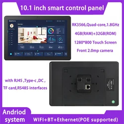 Smart Home Control Panel 10.1 inch Andriod 11 OS In Wall POE Tablet with Touch Screen LED Light Bars Camera RJ45 RS485