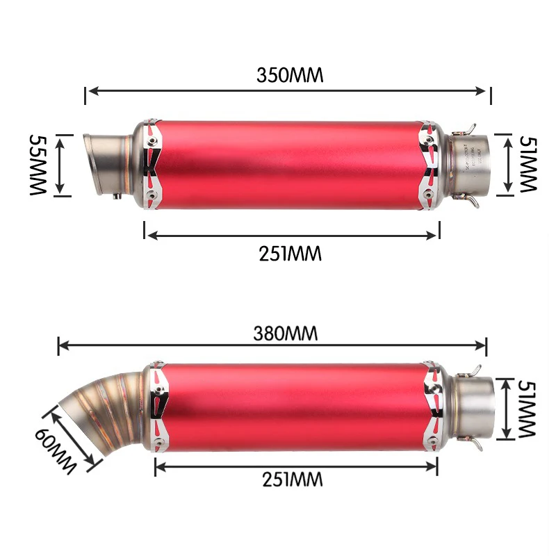 

Factory Hot Selling Motorcycle GP Exhaust Muffler MSX125 REBEL 300 NINJA400 W800 Z900 RC390 R1 Z900 GP76 Muffler 51mm