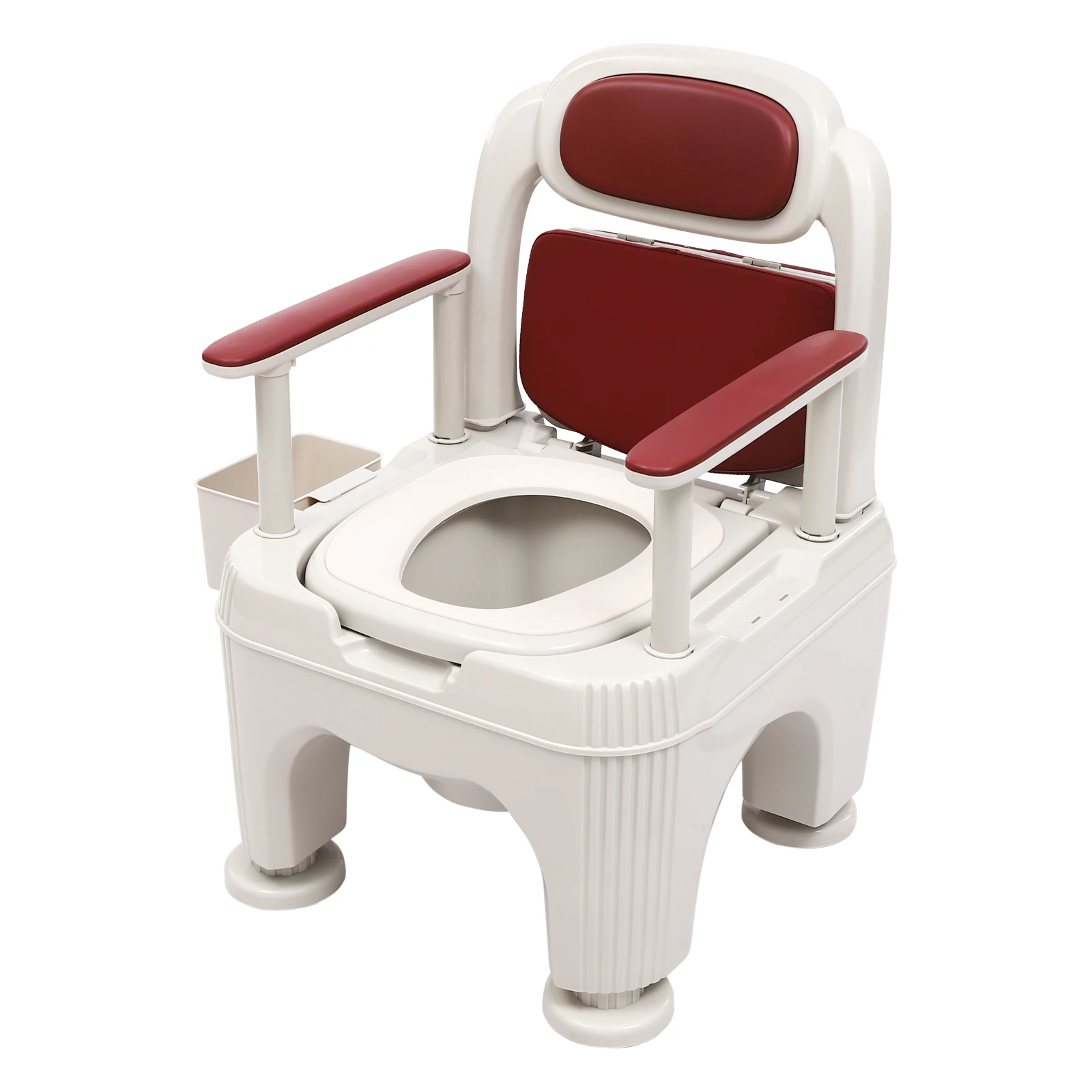 مرحاض محمول شديد التحمل للبالغين غير قابل للانزلاق يدعم 660 رطل مع دلو قابل للإزالة وحامل مناديل #3